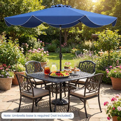 9 FT Patio Umbrella with Crank Handle and Push Button Tilt-Navy