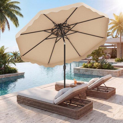 9 Feet Patio Umbrella with Push Button Tilt and Crank-Beige