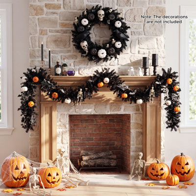 9 Feet Pre-lit Christmas Halloween Garland with 50 Purple LED Lights