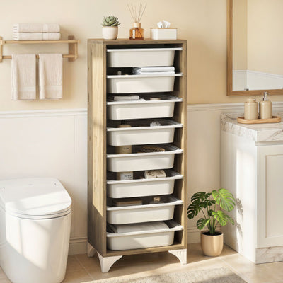 9-Tier Fruit and Vegetable Storage Rack Freestanding Wooden Pantry Organizer Cabinet
