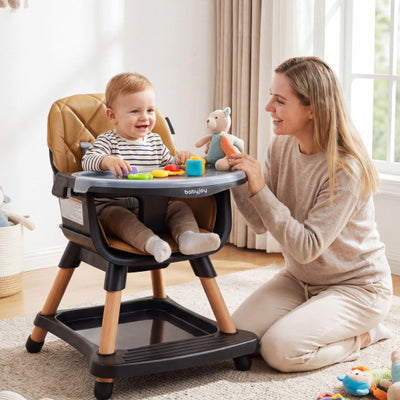 9-in-1 Convertible High Chair for Babies and Toddlers with Seat Cushion-Black