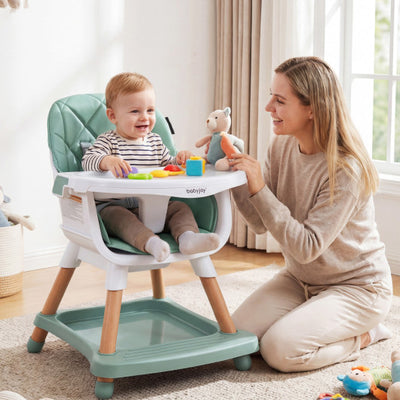 9-in-1 Convertible High Chair for Babies and Toddlers with Seat Cushion-Green