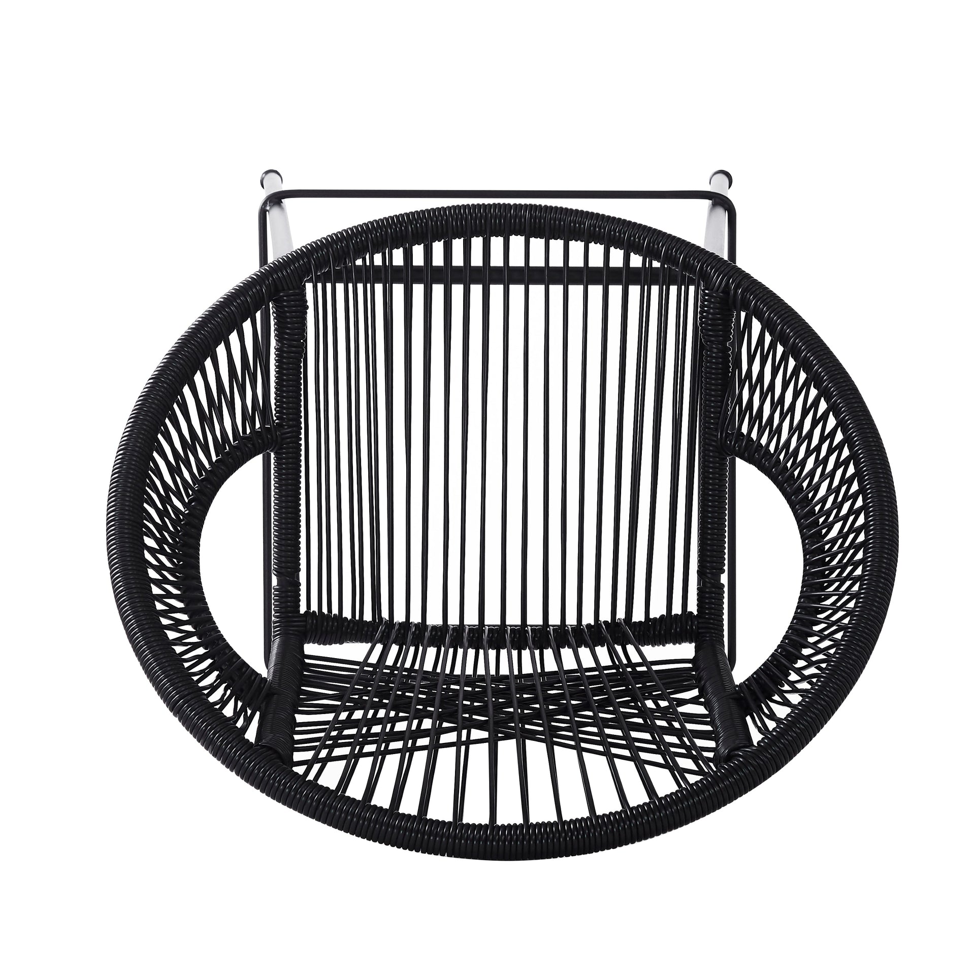 Ferrara Outdoor Patio Barstool Set of 2, Black Faux Wicker PE Rattan with Iron Frame