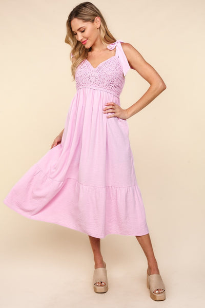 Crochet Lace Ruffle Hem Cami Midi Dress – Crochet Lace Cami Dress, Ruffle Hem Midi Dress, Babydoll Midi Dress, Feminine Cami Dress, Timeless Lace Dress, Elegant Crochet Dress, Summer Cami Dress