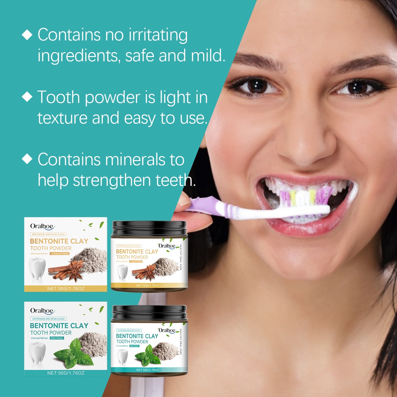 Volcanic Ash Bentonite Dental Powder Tooth Cleaning Powder To Remove Stains And Maintain Oral Hygiene