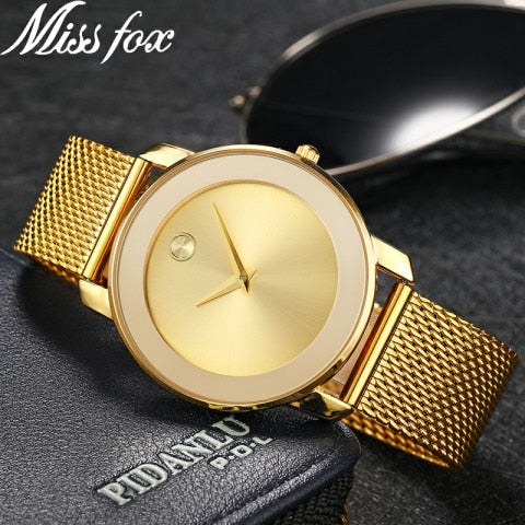 Clearance MISSFOX 2446 Unique Design Minimalist Watch Men Novel Stylish Male Watches Fashion Sports Quartz Wrist Watch For Men Women