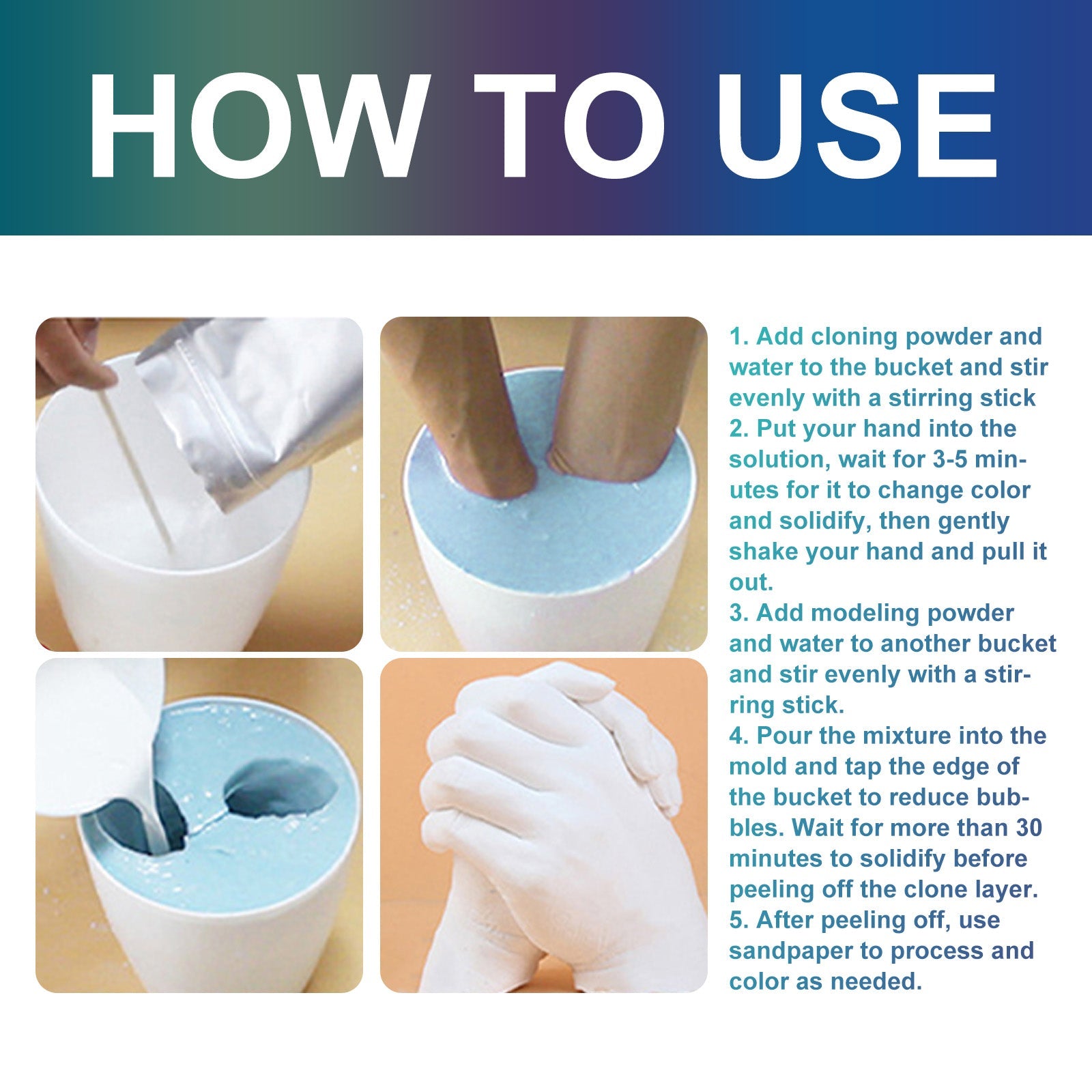 DOWMOO Diy For Love Keepsake Hands Casting Kit, Clone Powder Model Powder 3d Three-Dimensional Hand And Foot Film Technology Souvenir