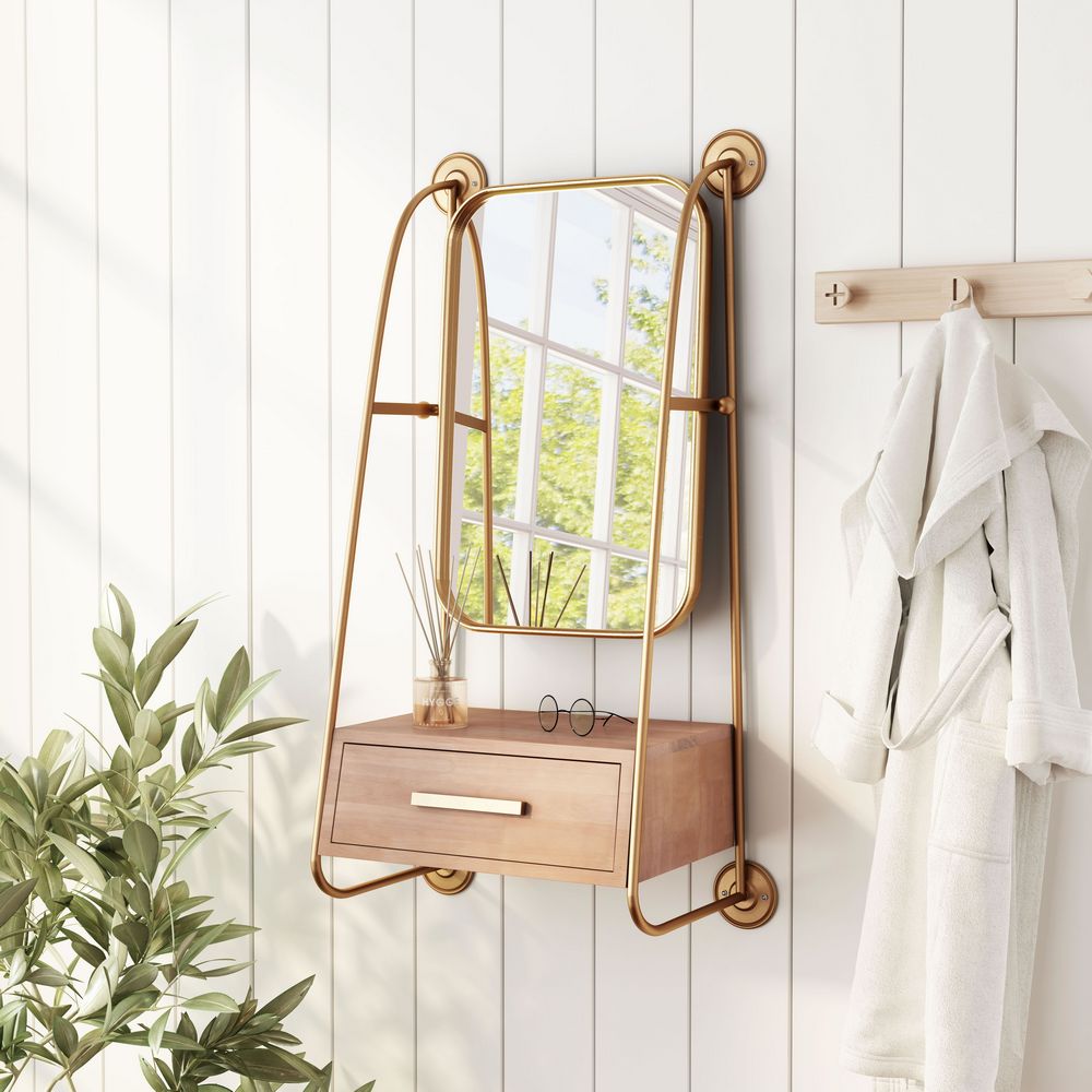 Zuo A12232 - Peralta Mirror Shelf Brass & Brown