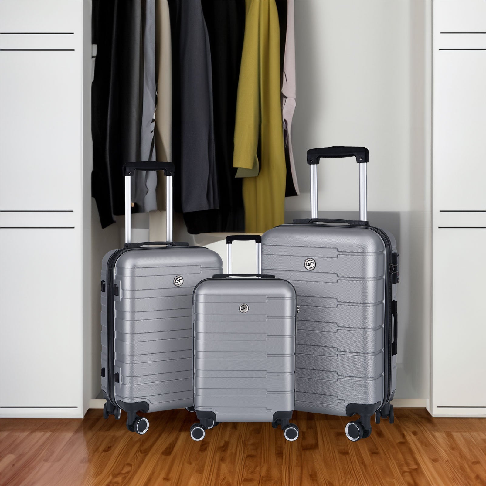 Luggage Suitcase 3 Piece Sets Hardside Carry-on luggage with Spinner Wheels 20