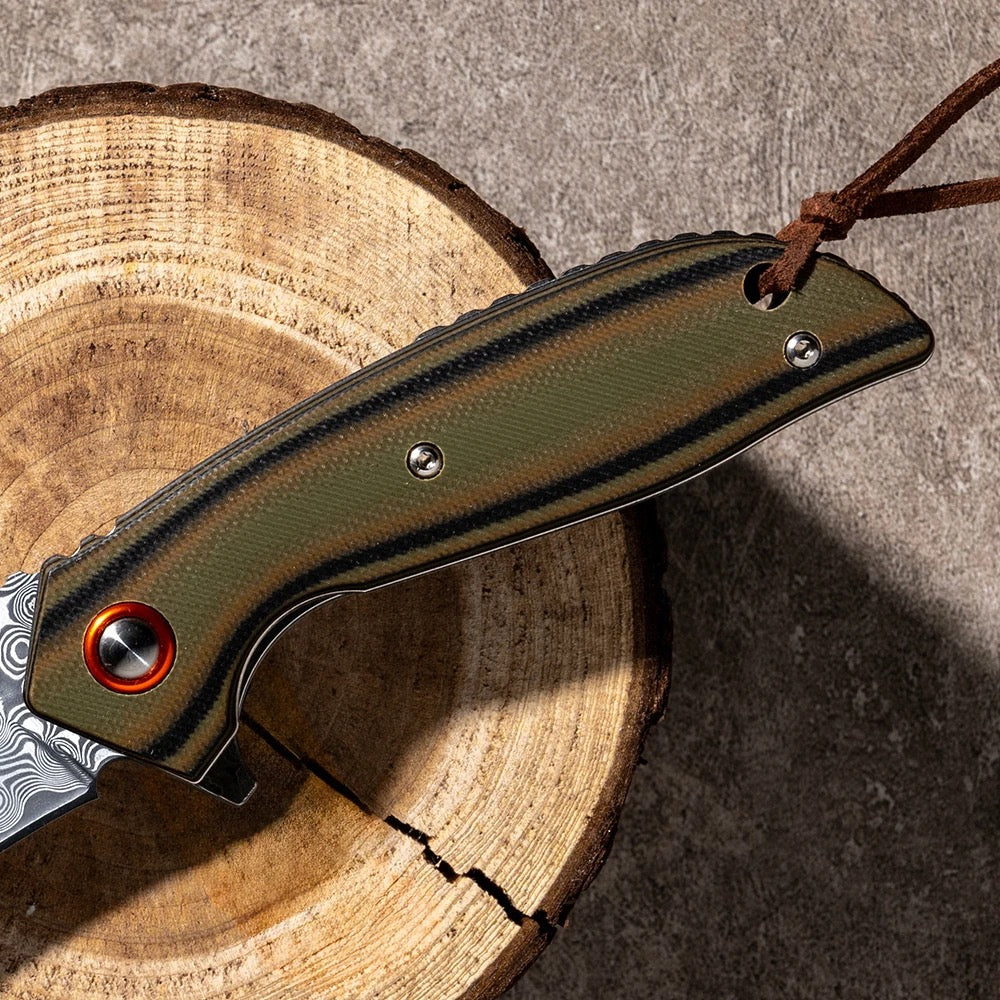 Scorpion Japanese Folding Pocket Knife with VG-10 Damascus Steel & G10 Handle