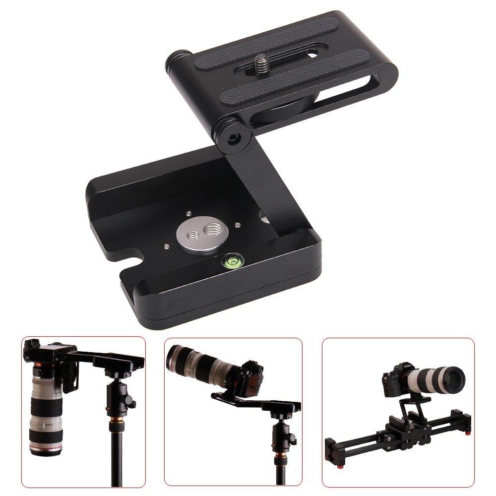 Z Flex Tilt Tripod Head Aluminum Alloy Folding Z Tilt Head Quick Release Plate Stand Mount Spirit Level