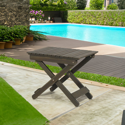 Outdoor Folding Wooden Side Table, Gray, 15
