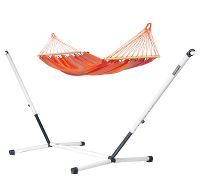 Nautico Cool Grey Outdoor R Toucan - Weather-Resistant Double Spreader Bar Hammock with Powder Coated Steel Stand