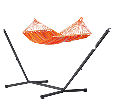 Nautico Anthracite Outdoor R Toucan - Weather-Resistant Double Spreader Bar Hammock with Powder Coated Steel Stand