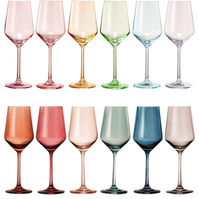 Make Your Own Set Wine Glass SINGLE, Muted Blue Colored Large 12 oz Glass, Unique Italian Style Tall for White & Red Wine, Mothers Day Gift, Set of 1 Beautiful Glassware (Midnight Blue)