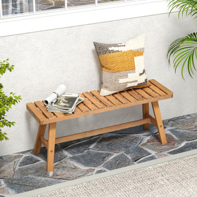 Acacia Wood Outdoor Garden Bench Set of 1/2 with Slatted Seat and 800 lbs Capacity-Set of 1