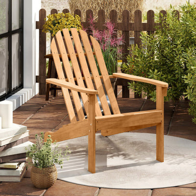 Acacia Wood Outdoor Adirondack Chair with Ergonomic Design-Natural