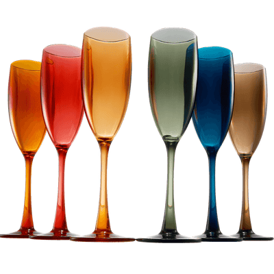 Unbreakable Pastel Color Acrylic Champagne Flutes Glasses | Set of 6 | European Style Toasting Cups 100% Tritan Drinkware, 5 oz Dishwasher Safe BPA-free plastic, Perfect for Wedding, Poolside Outdoors