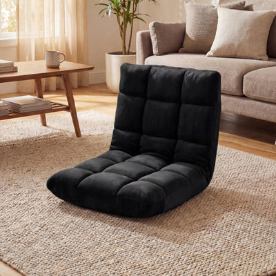 Adjustable 14-Position Floor Chair Folding Lazy Gaming Sofa Chair-Black