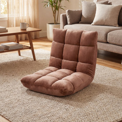 Adjustable 14-position Cushioned Floor Chair-Beige