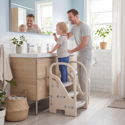 Adjustable 3-Step Helper Stool with Safety Handles and for kids-Gray