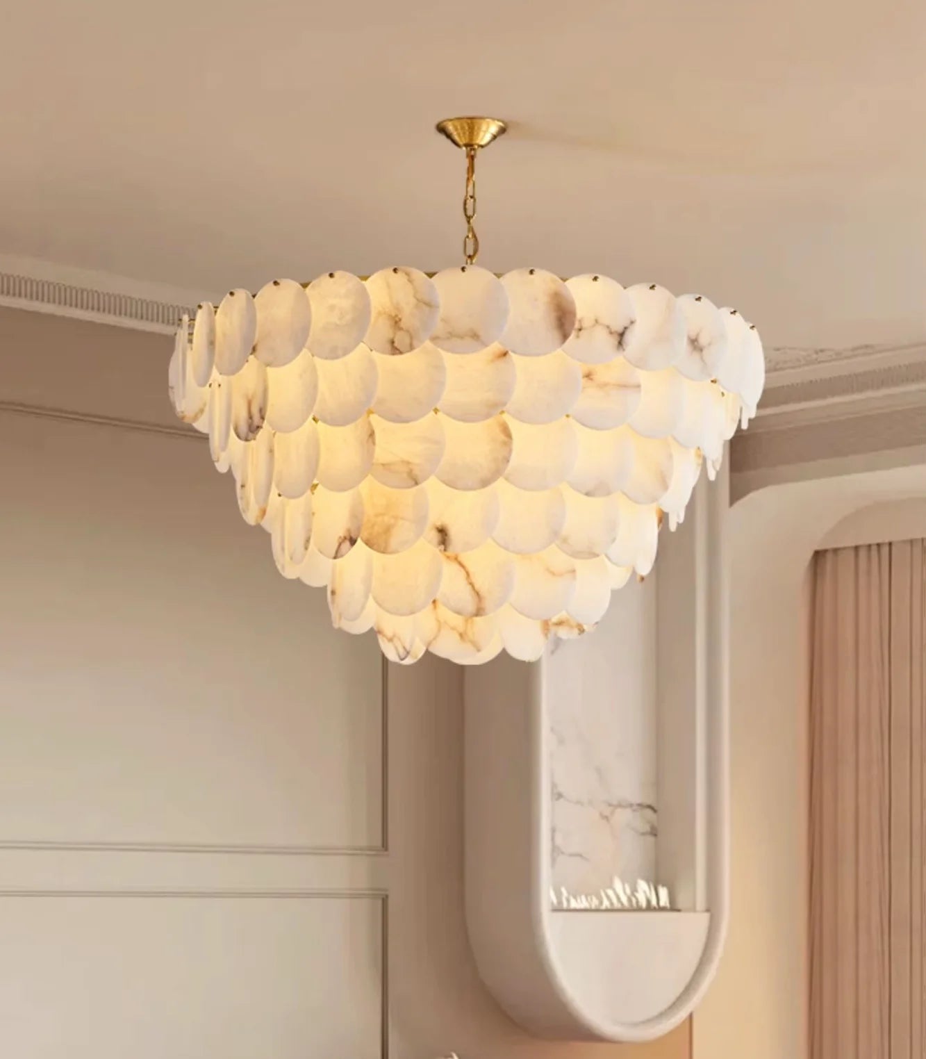 Alabaster Multi Layer Round Chandelier