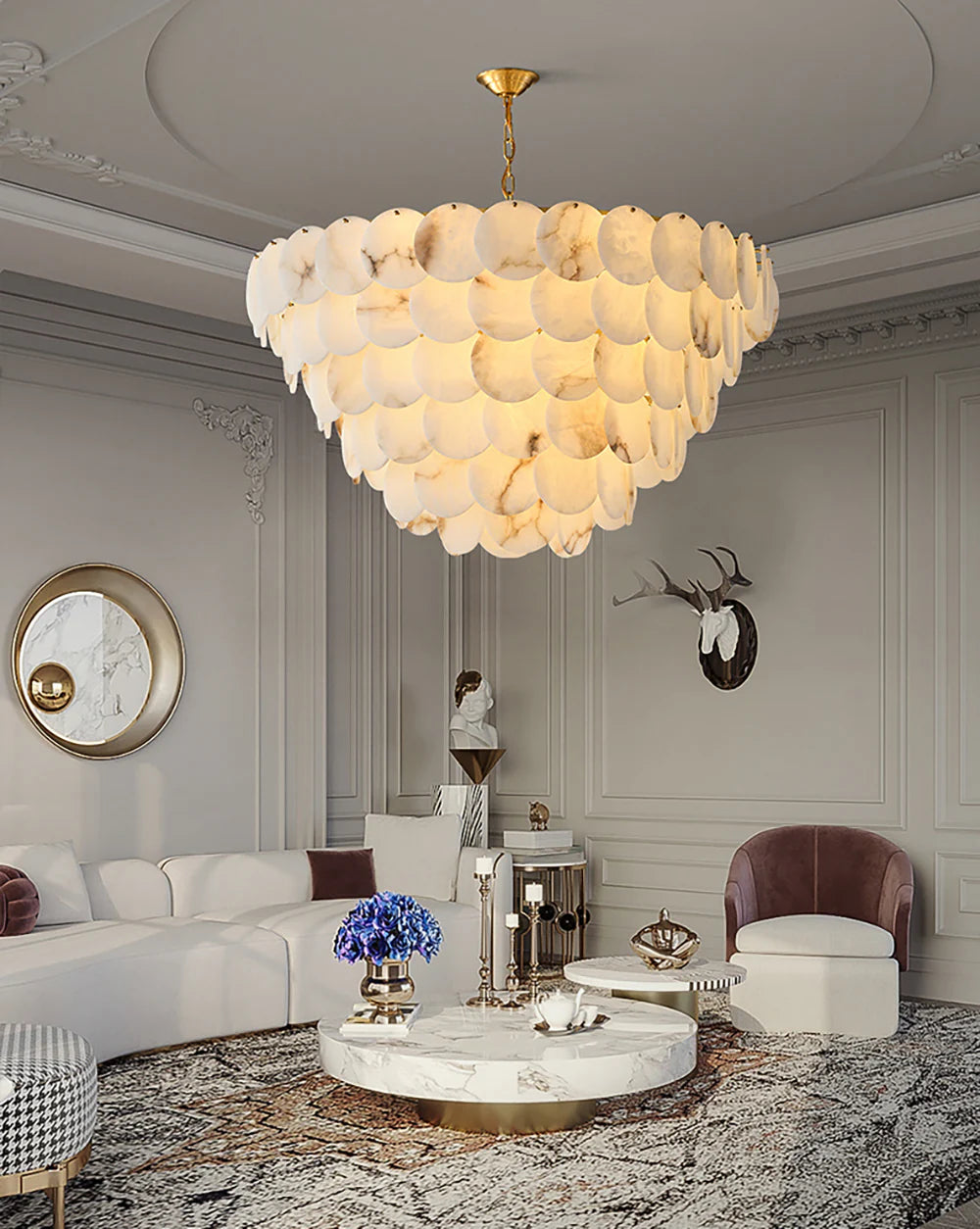 Alabaster Multi Layer Round Chandelier