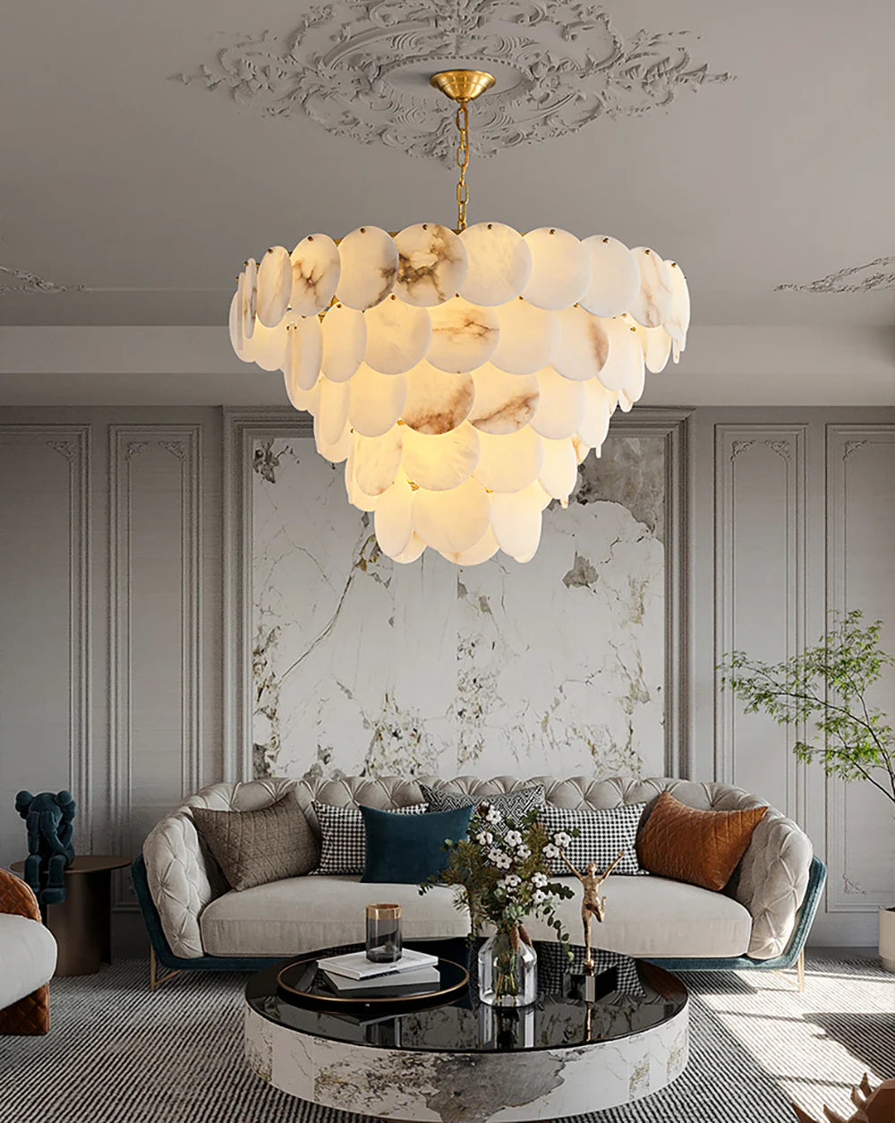 Alabaster Multi Layer Round Chandelier