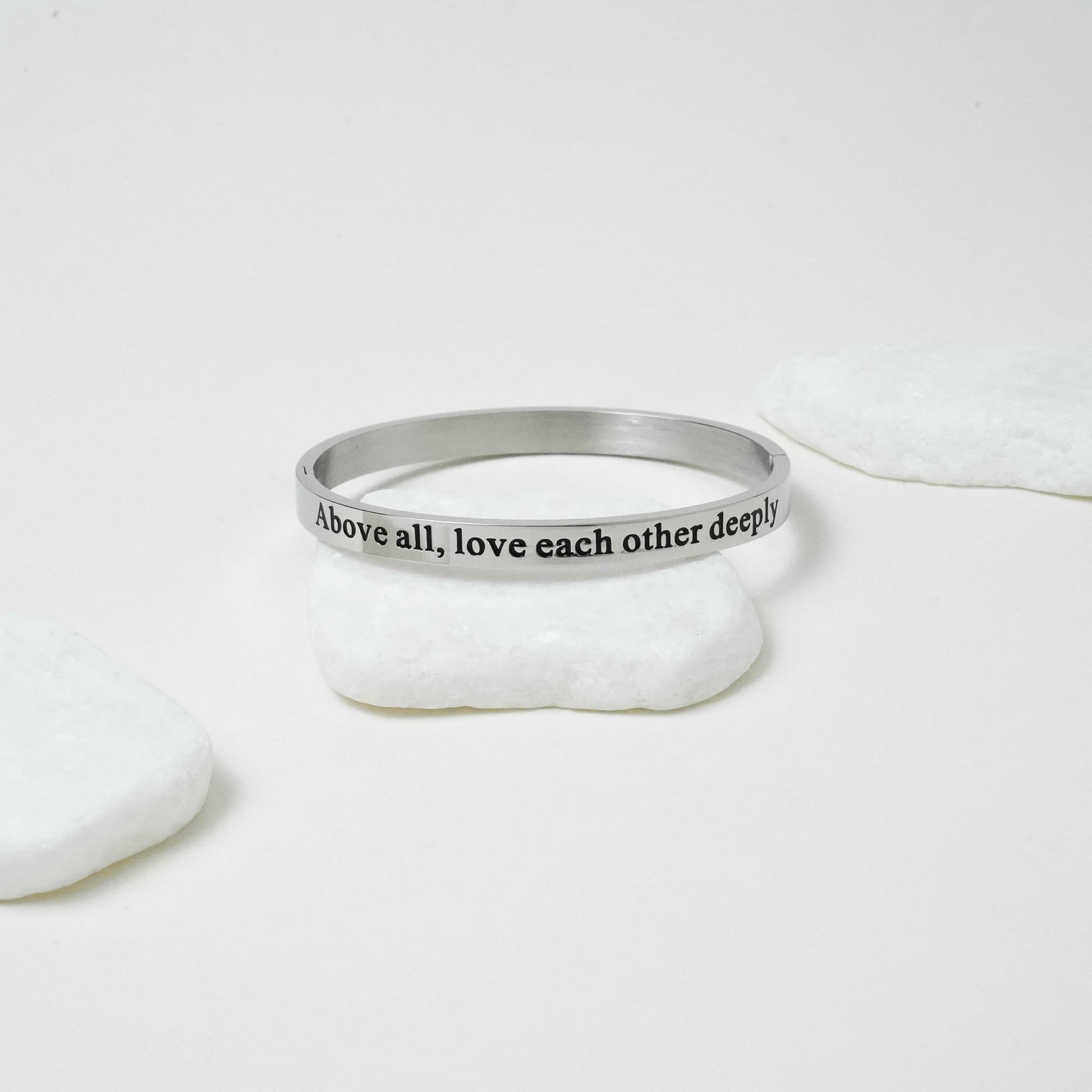 All Above, Love Each Other - Silver Bangle Bracelet