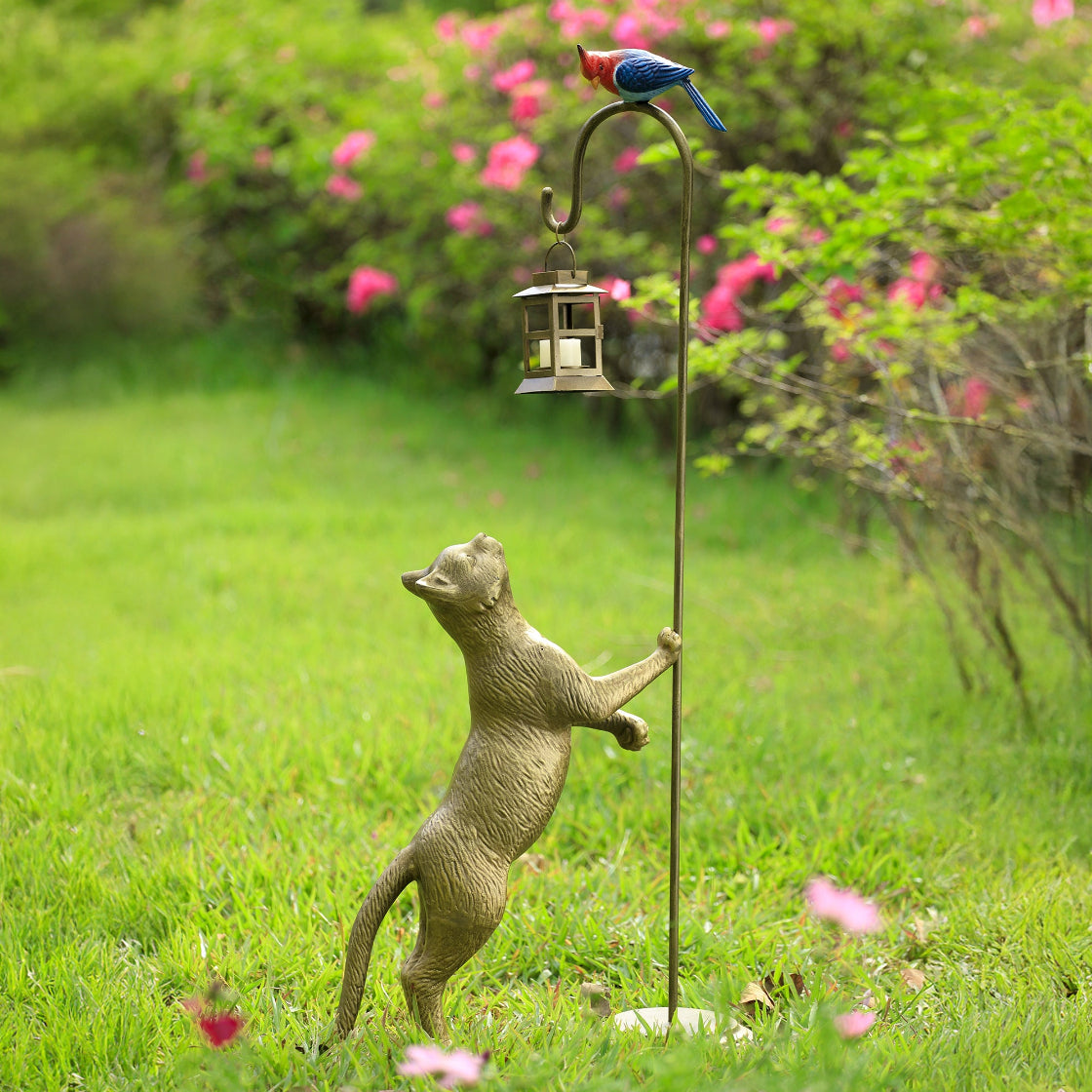 Aluminum Snacktime Cat with Bird Garden