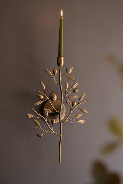 Antique Brass Fruit Tree Taper Wall Sconce