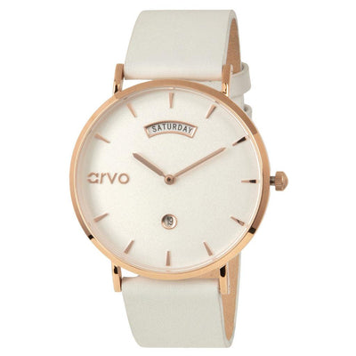 Arvo Awristacrat Watch - Rose - White Leather