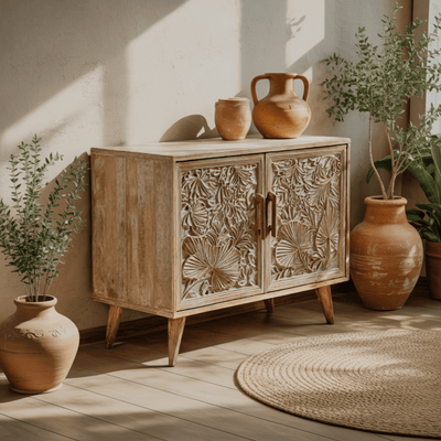 Aurelin Carve Solid Wood Sideboard Cabinet