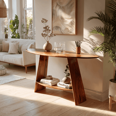 Aurelin Ovalcrest Solid Wood Console Table