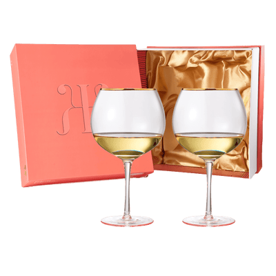 Colored Blush Pink & Gilded Rim Wine Glassware, Large 23oz Cocktail & Champagne Glasses 2-Set Vibrant Color Gold Vintage Stemmed Wine Glass, Gift Idea, Red & White - Perfect Gifts, Gorgeous Gift Box