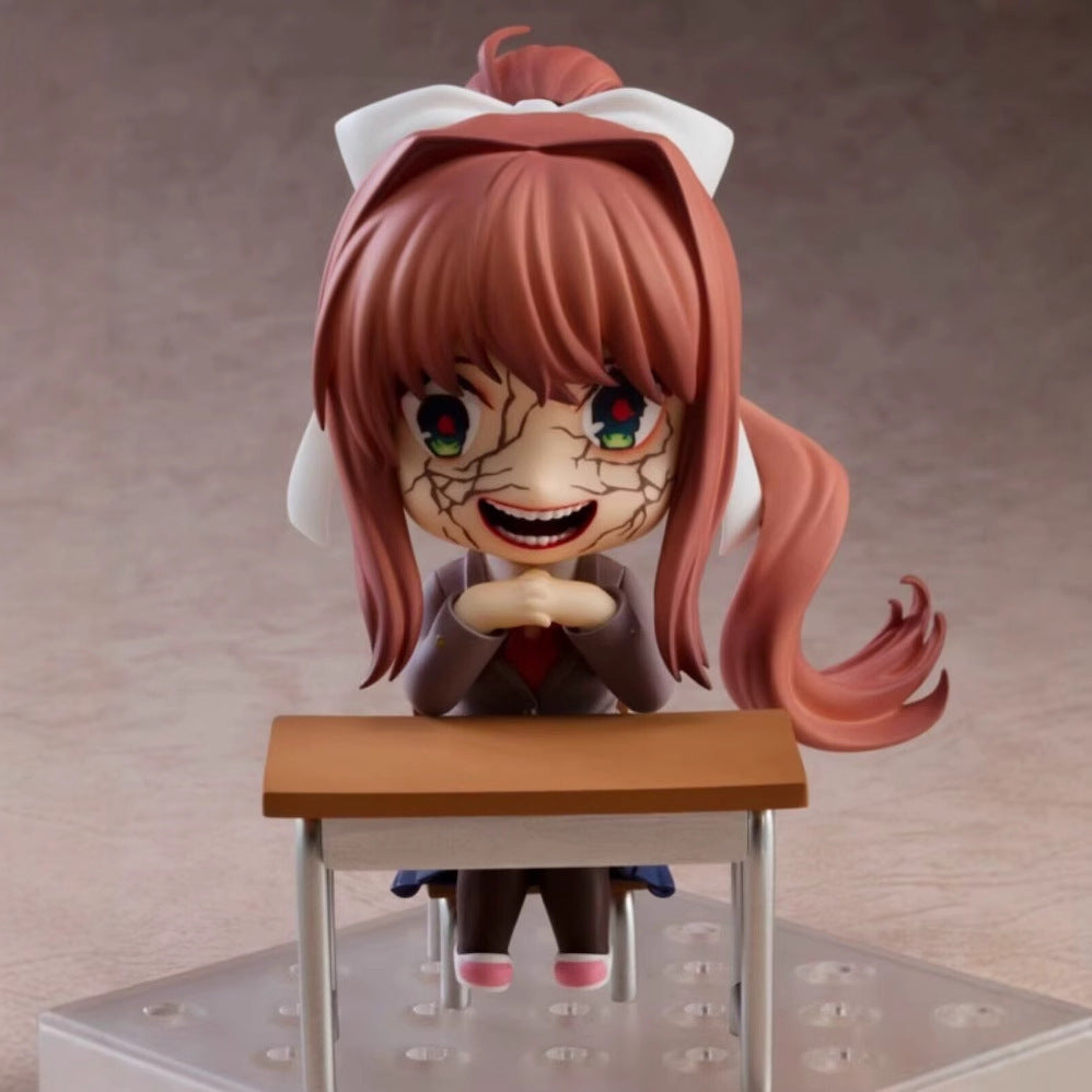 Q-version Clay Man Heartbeat Literary Department Monica Face Changing Mobile Anime Handmade Model Doll