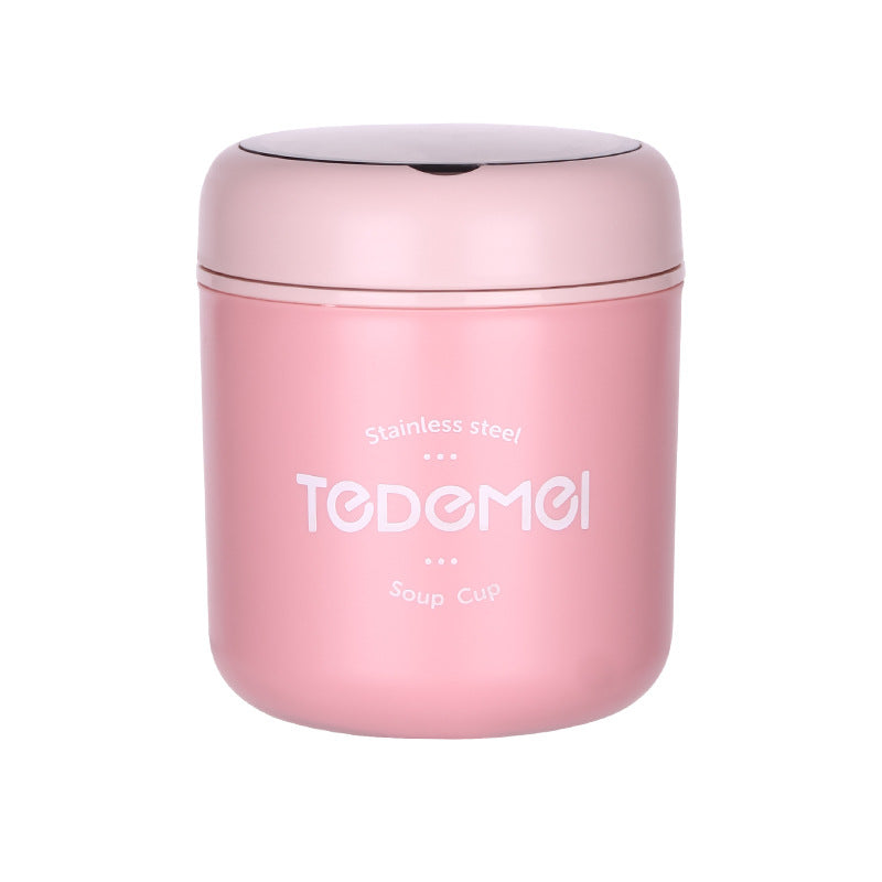 Japanese style simple sealed 304 stainless steel insulated breakfast cup with lid and spoon