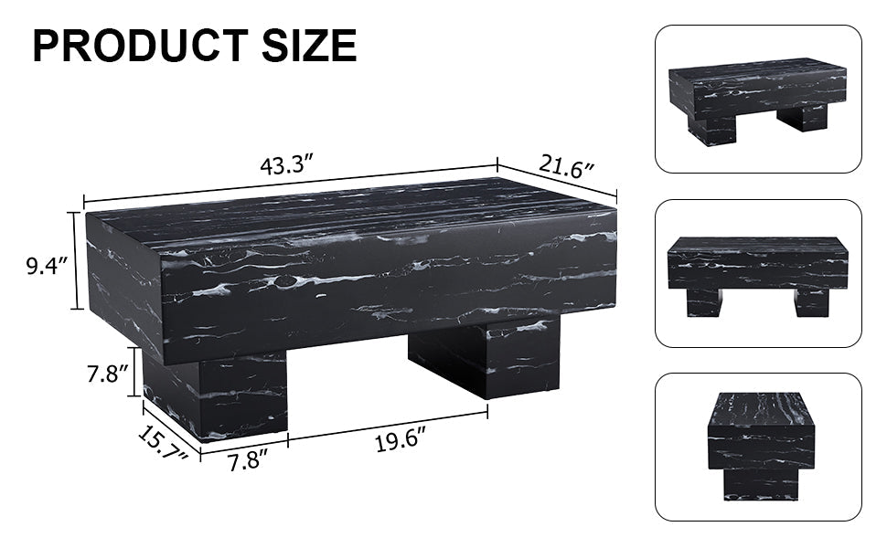 The black coffee table has patterns Modern rectangular table suitable for living rooms and apartments 43.3