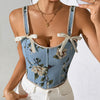 French floral retro vest with floral suspender
