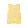 Fashionable Casual Tassel Design Plaid Knitted Top for Women