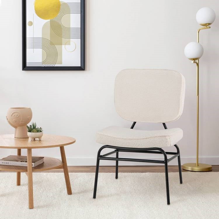 Modern Beige Upholstered Ergonomic Padded Accent Chair