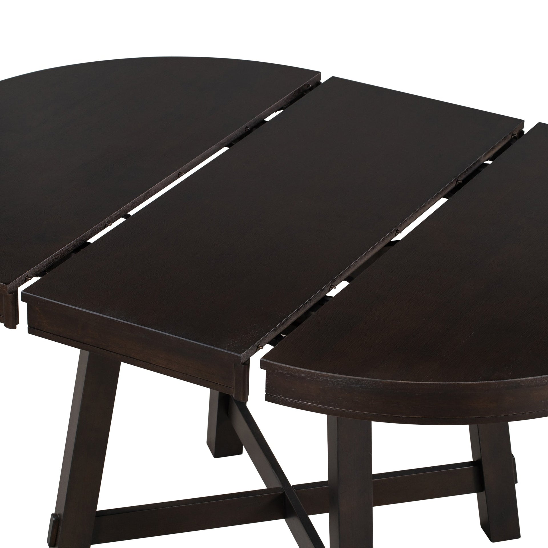 TREXM Farmhouse Round Extendable Dining Table with 16