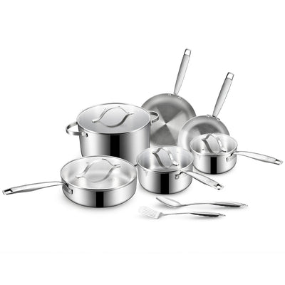 BE | LIVING Essential Series Tri-Ply Stainless Steel 12-Piece Cookware Set