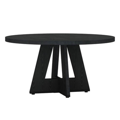 Modern Farmhouse 47-inch Round Kitchen Dining Table in Black Wood Finish
