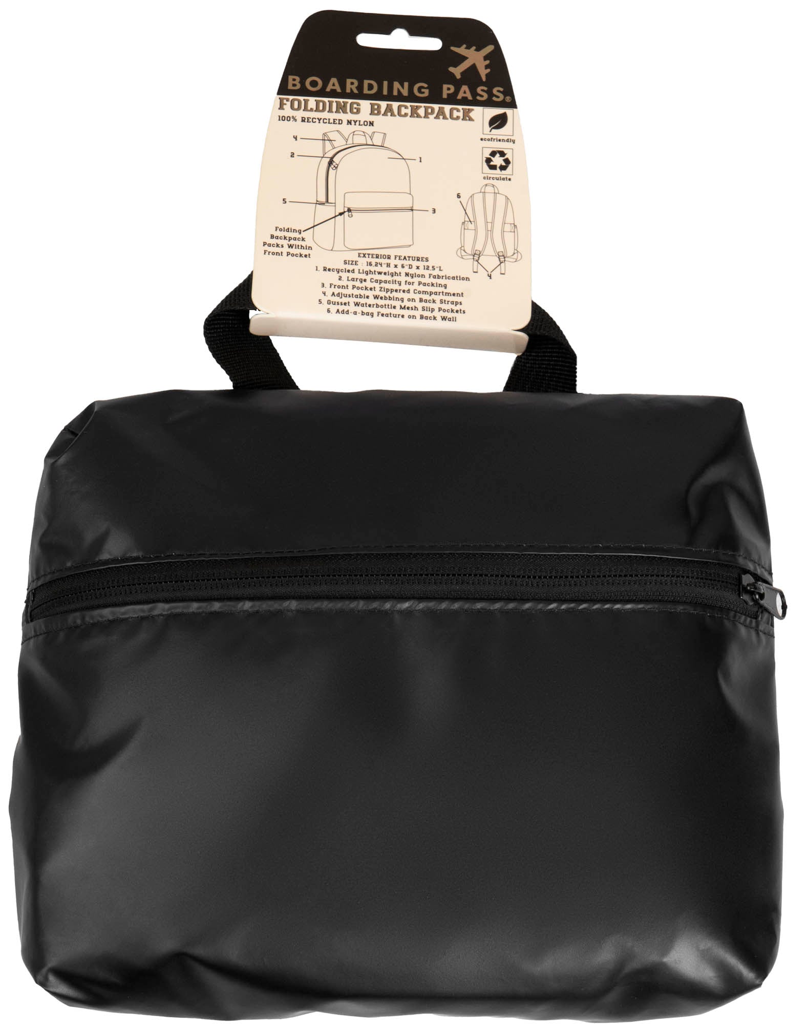 Boarding Pass Recycled Metallic Foldable & Packable Pouch Backpack