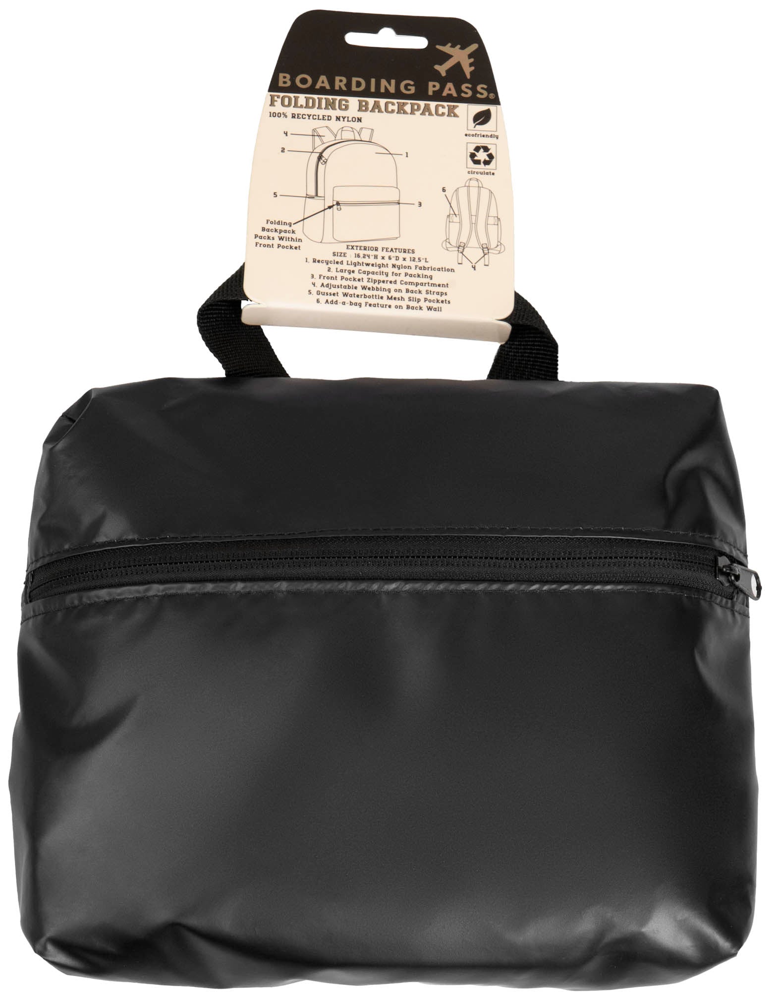 Boarding Pass Recycled Metallic Foldable & Packable Pouch Backpack