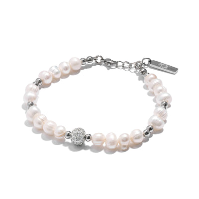 Iced Beaded Pearl Bracelet (Silver)