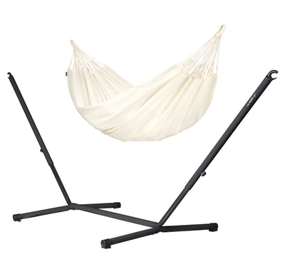 Nautico Anthracite Outdoor Vanilla - Weather-Resistant Double Hammock with Powder Coated Steel Stand