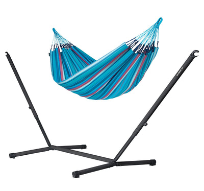 Nautico Anthracite Outdoor Wave - Weather-Resistant Kingsize Hammock with Powder Coated Steel Stand
