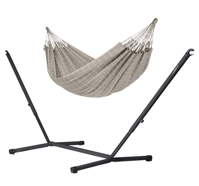 Nautico Anthracite Outdoor Almond - Weather-Resistant Kingsize Hammock with Powder Coated Steel Stand